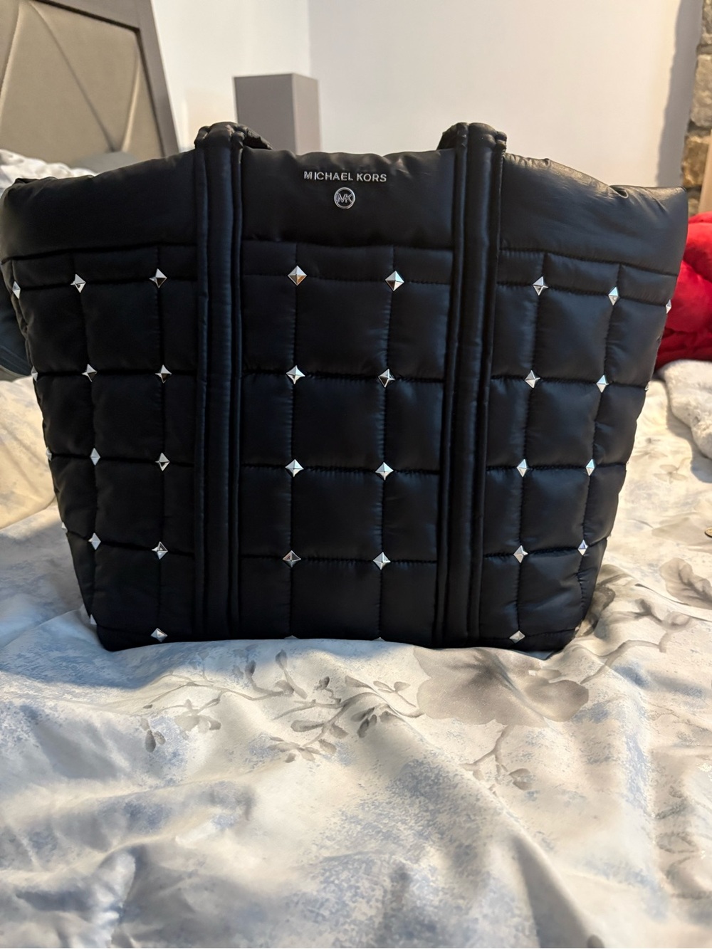 Michael Kors Black Quilted Studded Tote